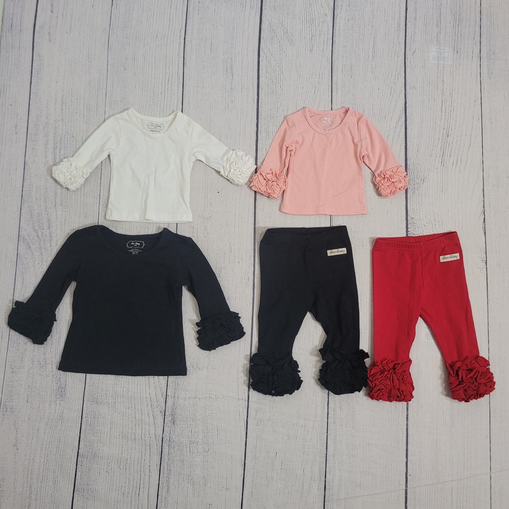 Sew Sassy NB-12M‎ Ruffle Top Leggings Bundle Baby Girls 5pc Lot Icing Ruffles